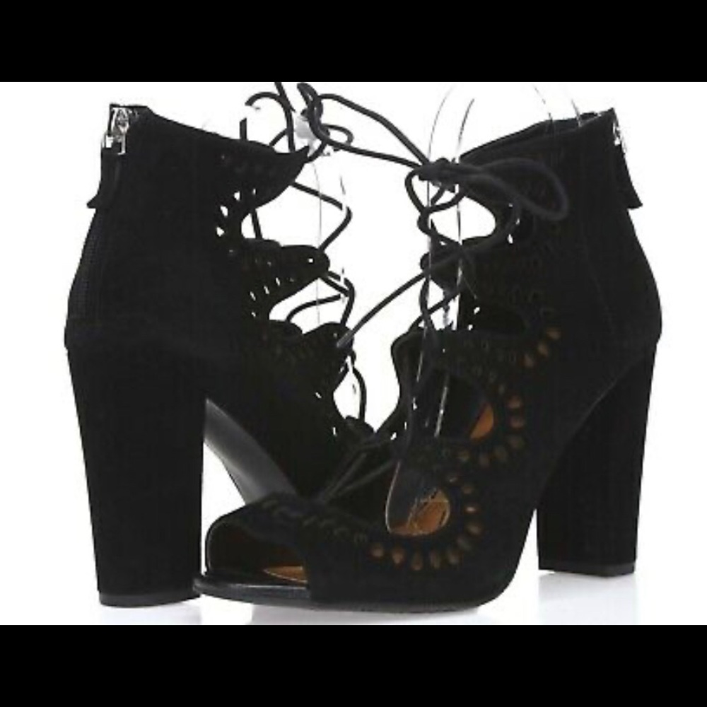 Black perforated booties